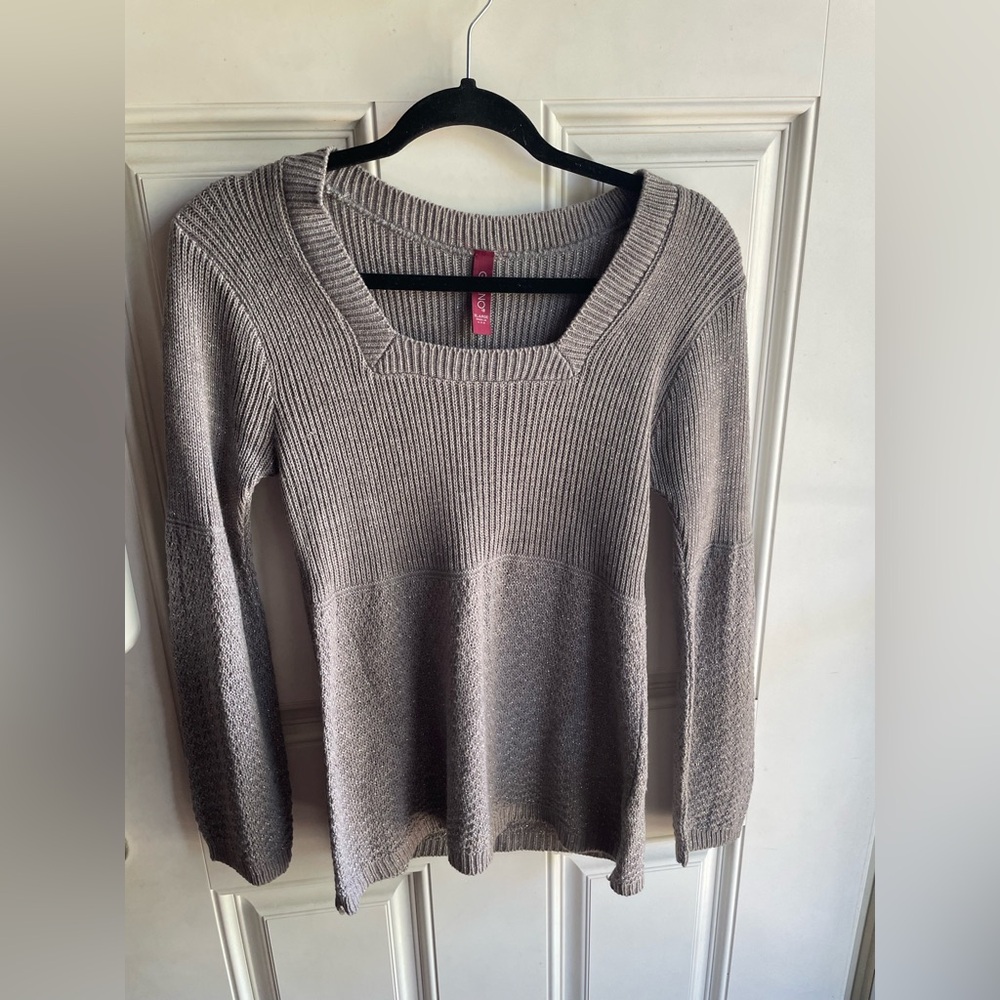 Gitano Women's Scoop Neck Grey with silver sparkles Sweater